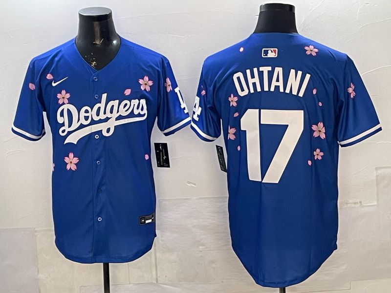 Men Nike 2026 Los Angeles Dodgers #17 Ohtani Blue Sakura Edition Game MLB Jersey 051->los angeles dodgers->MLB Jersey